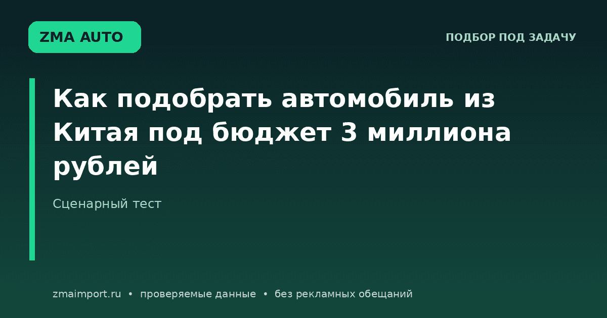 Автомобиль из Китая до 3 млн рублей: сценарий выбора
