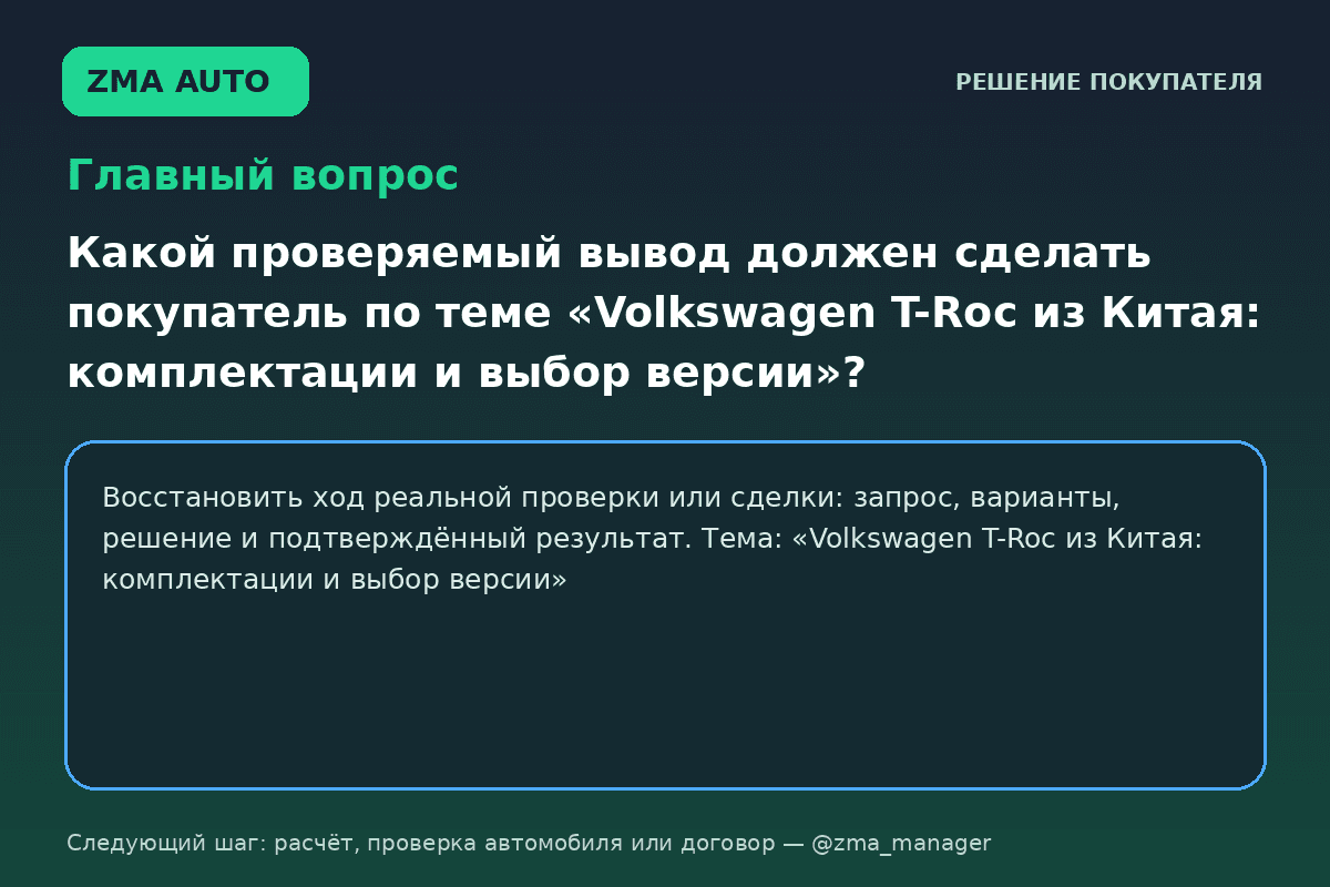 Volkswagen T-Roc из Китая: как выбрать версию