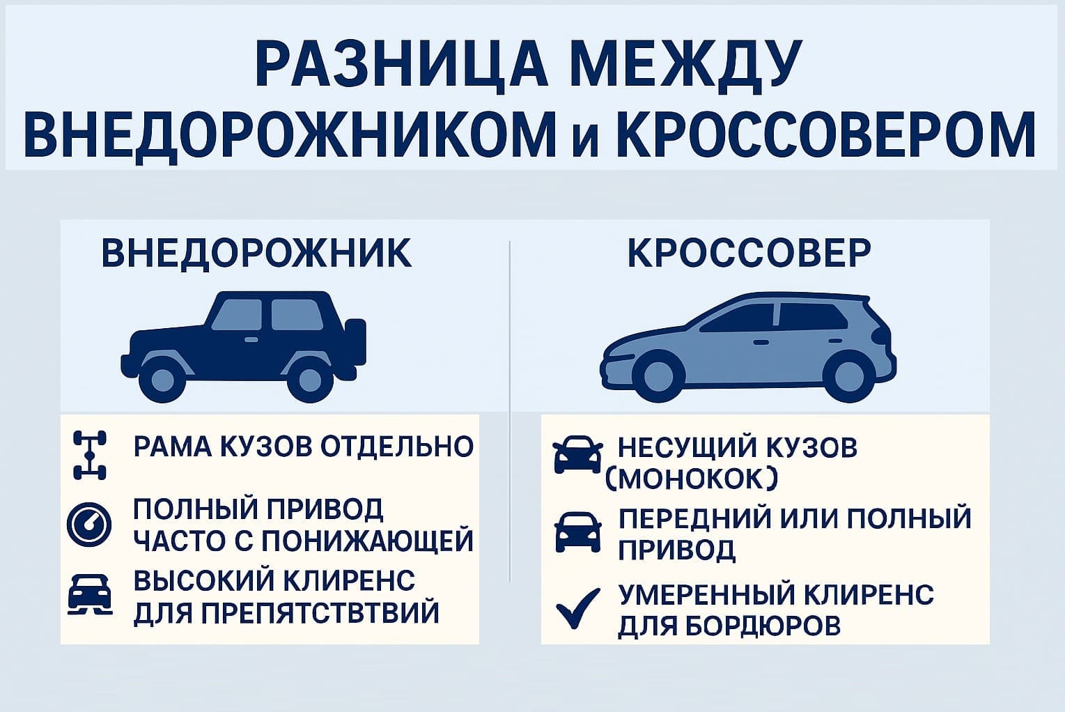 Чем отличается кроссовер от внедорожника простыми словами
