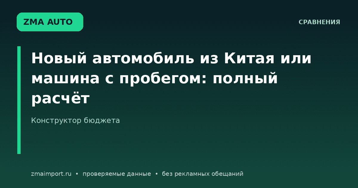 Новый автомобиль из Китая или с пробегом: расчёт