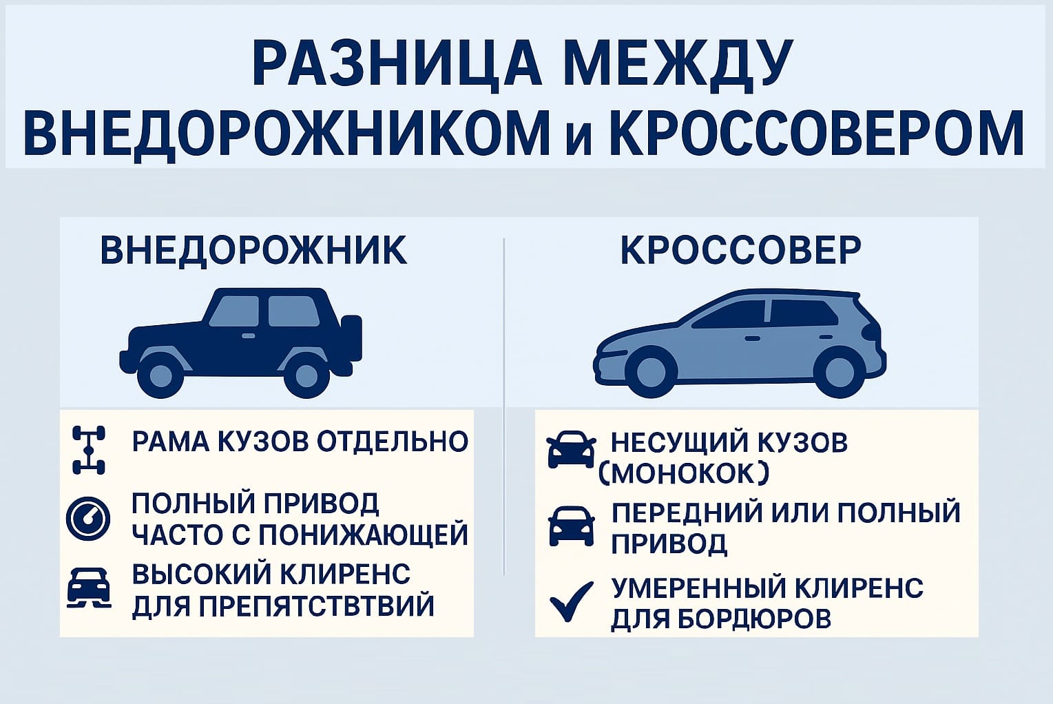 Разница между кроссовером и внедорожником